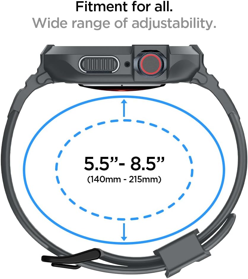 Spigen Rugged Armor Pro Hülle mit Band für Apple Watch 45/44mm | TPU-Unibody-Hülle mit Armband, Carb