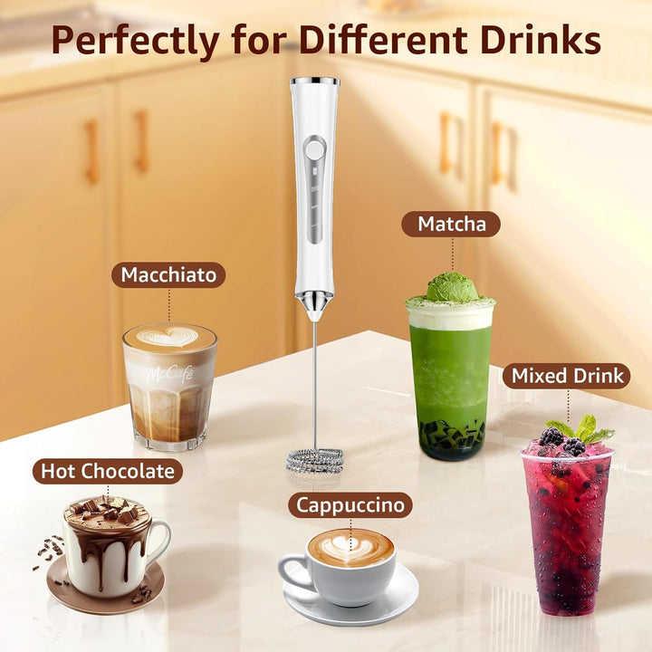 NEUTYPECHIC Milchaufschäumer Elektrisch Stab, USB-C Aufladbar Milk Frother, Milchschäumer Stab mit 3