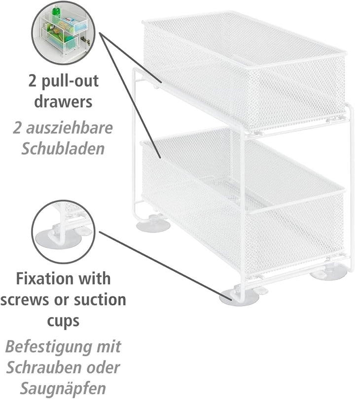 WENKO Schubladenregal Mod. Gioma, hochwertiger Organizer mit 2 Etagen und Korb-auszug für Küchenschr