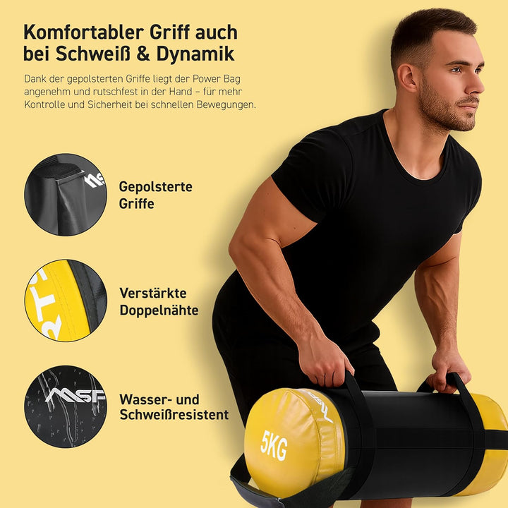 MSPORTS Power Bag Premium 5-30 kg Fitness Bag - Sandsack für Functional Fitness Gewichtssack 5