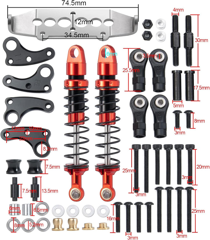 AXspeed 2 Stück 80 mm Metall-Stossdämpfer Cantilever Suspension Kit für 1: 10 TRX4 RC Crawler Car Up