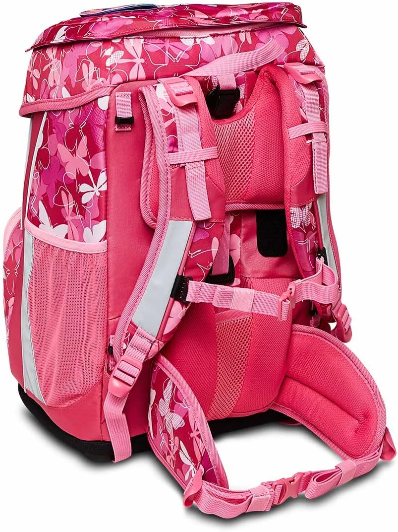 SJ Set 4-teilig Ergonomischer Schulranzen + Gefülltes Mäppchen mit Stiften, Gummi, usw. + Mäppchen m