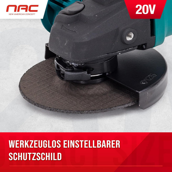 NAC NEW AMERICAN CONCEPT AGE-125-LI-20V NAC Winkelschleifer 20V 125mm 10 000rpm ohne Akku, Grün Nur