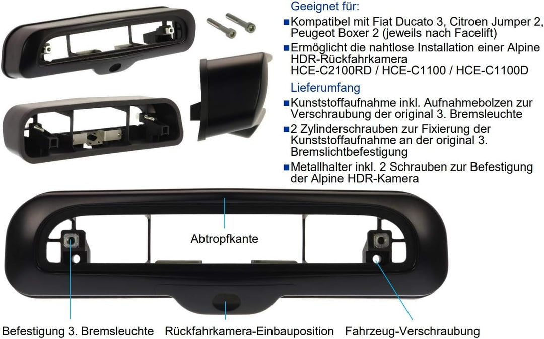 Alpine KIT–R1 DUC Rückfahrkameragehäuse für Ducato