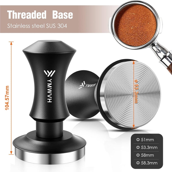 Kaffee Tamper mit Base Ripple 53.3mm, Edelstahl Espresso Tamper mit 20lb/30lbs-Ersatzfedern, Barista