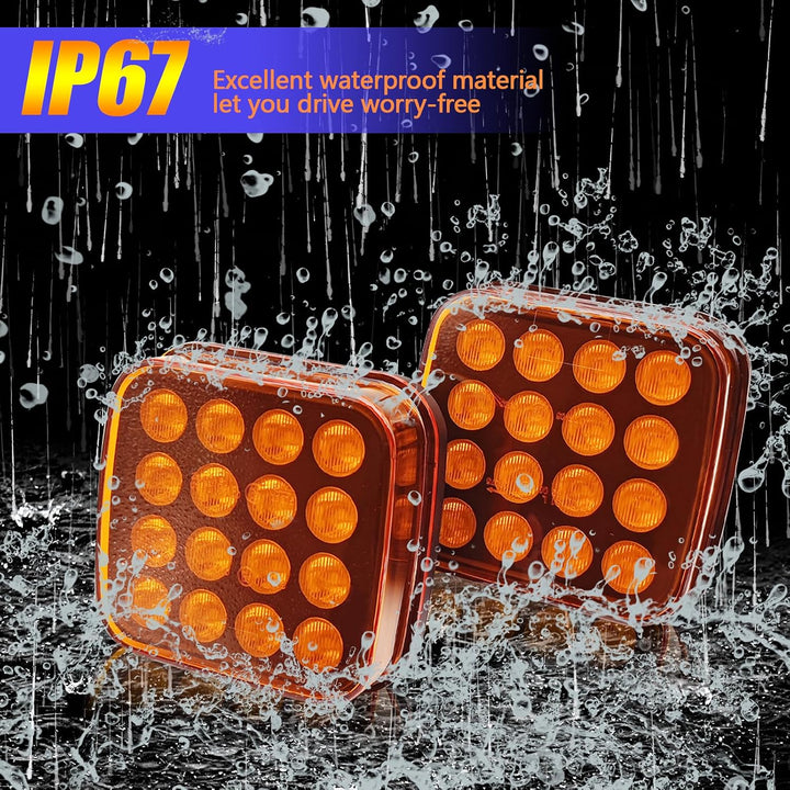 AOJO 2Pack Orange LED Warnleuchte Set - 3 Blitzmuster, 12V 24Volt Warnblitzer Akku mit E-Prüfzeichen