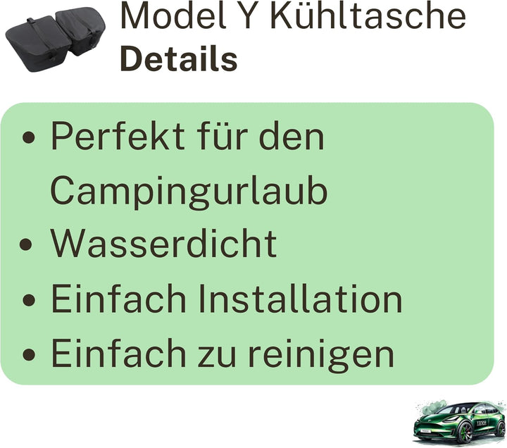 TESSI Frunk Kühltasche passend für das Tesla Model Y - wasserdichte isolierte Frunk Kühltasche - 2-t