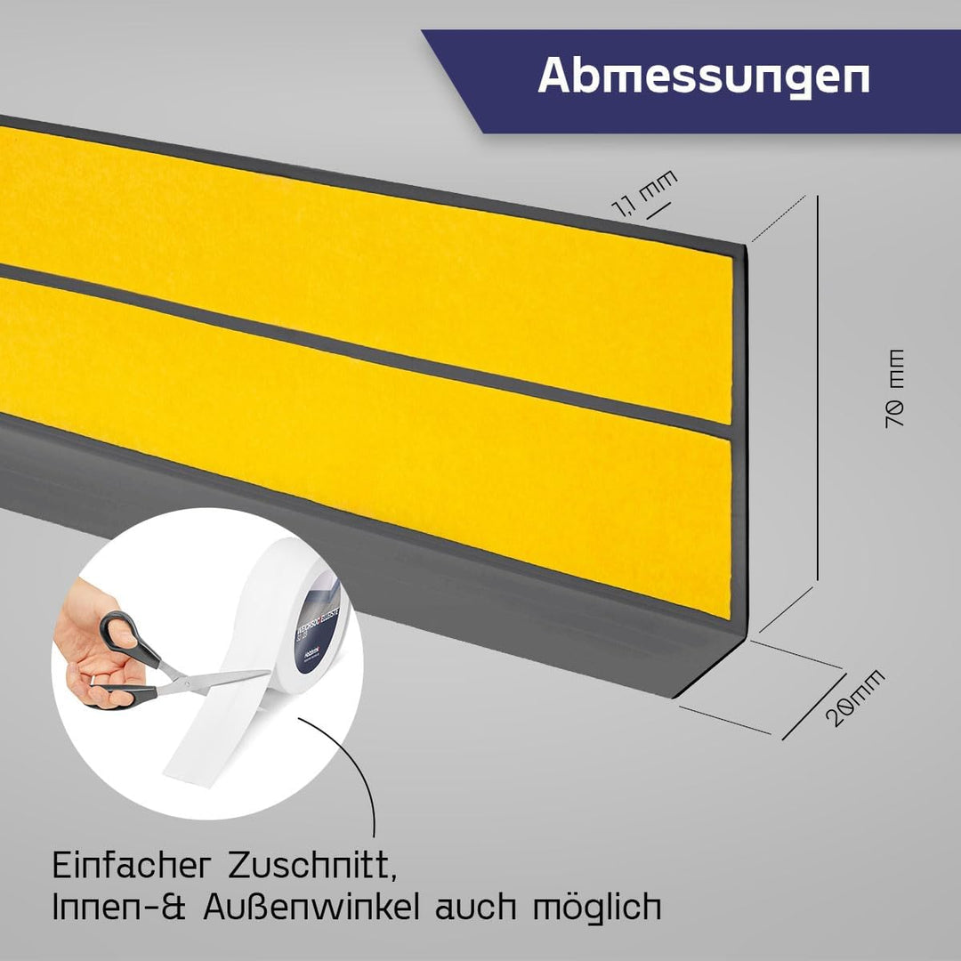 HOLZBRINK Weichsockelleiste selbstklebend Graphitgrau Knickleiste, Material: PVC, 70x20mm, 5 Meter 5