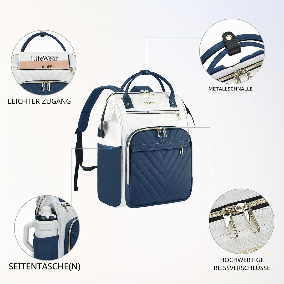 VANKEAN 17-Zoll-Laptop-Rucksack für Damen und Herren, modische Computer-Arbeitstasche, grosse Kapazi