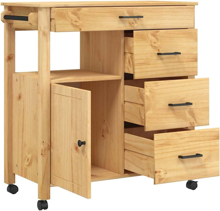 vidaXL Küchenwagen, Servierwagen mit viel Stauraum, Beistellwagen für Küche Wohnzimmer Badezimmer, T