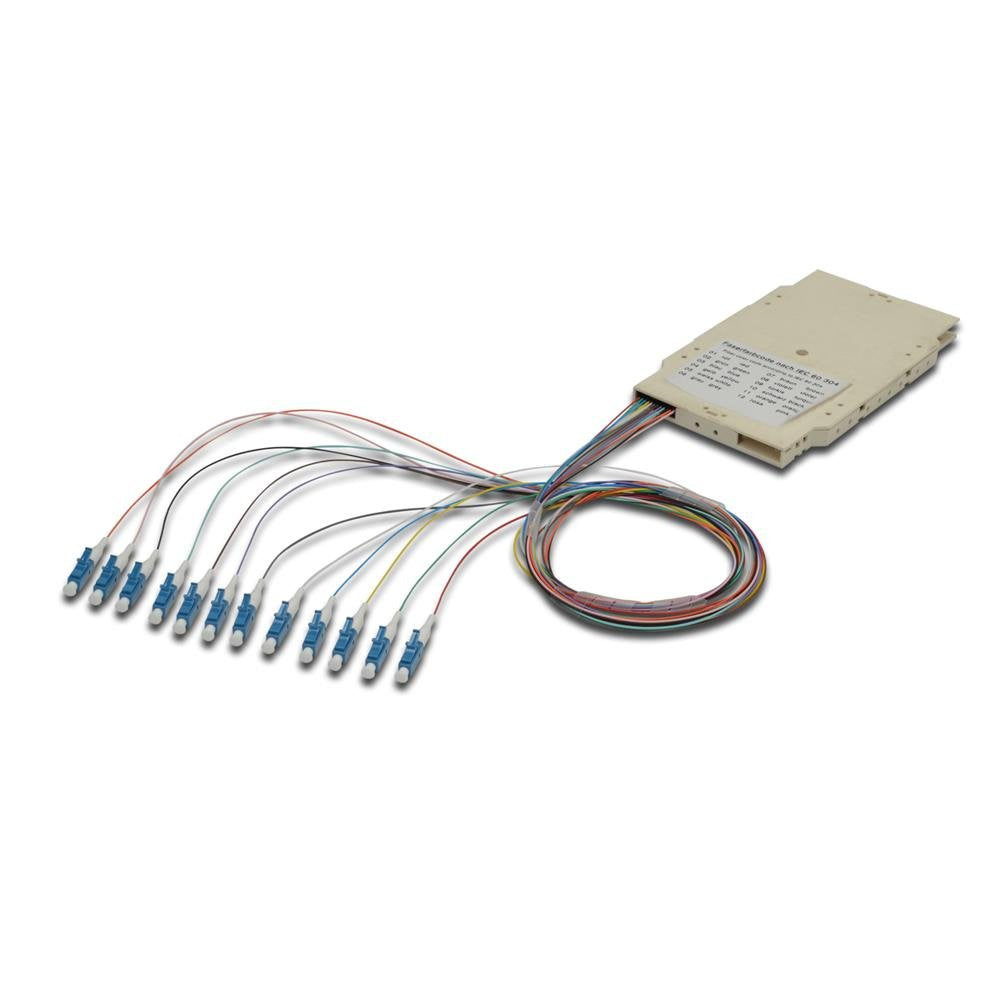 DIGITUS LWL Spleiss-Kassette - 12 Pigtails - Vormontiert - LC - OM4 - Durchgefärbt nach DIN IEC 6030