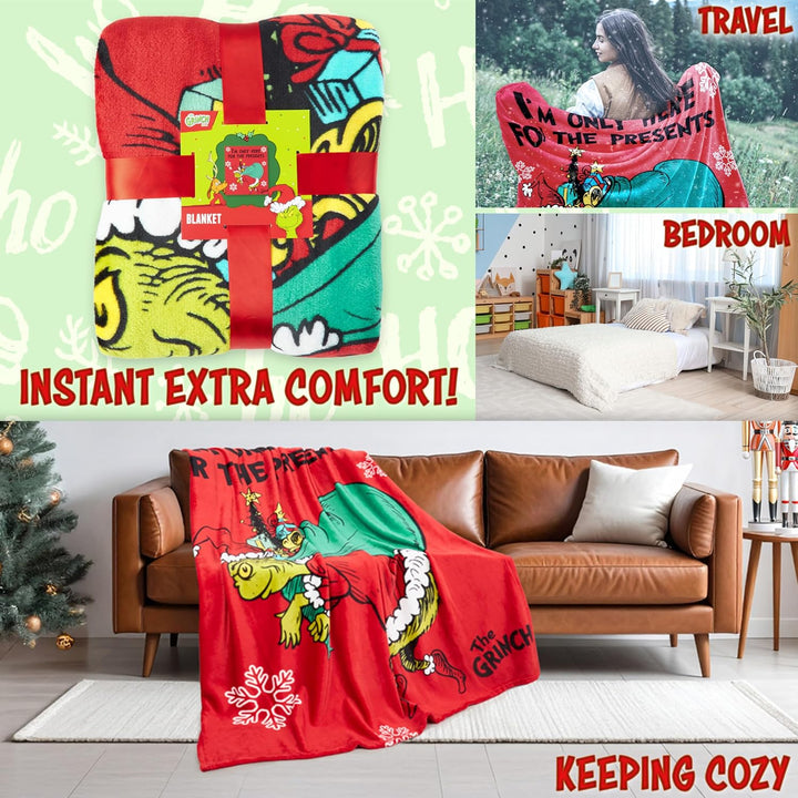 The Grinch Fleecedecke Kuscheldecke Flauschig - Offizielles Merchandise, Superweiches Fleece für So