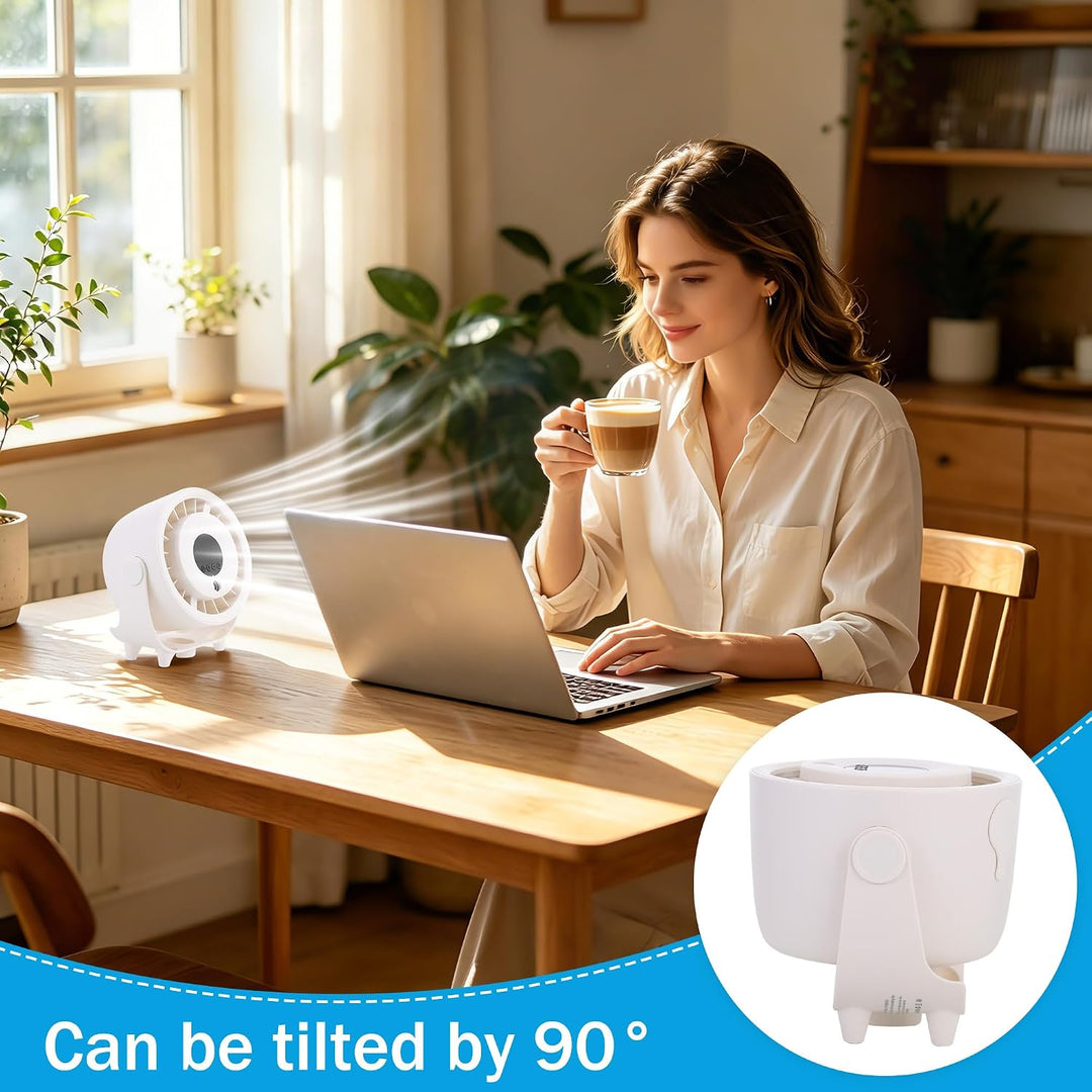 Kssvzz Tischventilator mit Nebelfunktion, Mini Ventilator Leiser über USB Aufladbar, 6000-mAh-Akku,