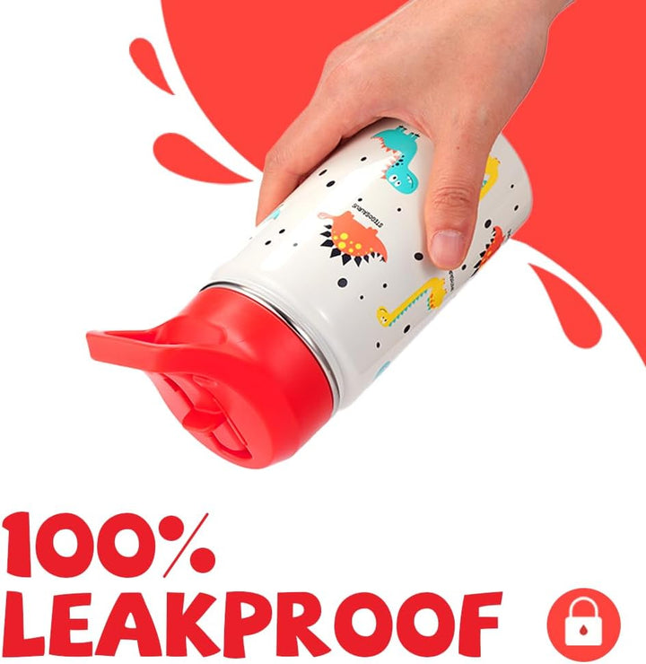 SANTECO Trinkflasche Kinder Edelstahl 500ml mit Strohhalm Auslaufsicher - Kinder Thermosflasche BPA-