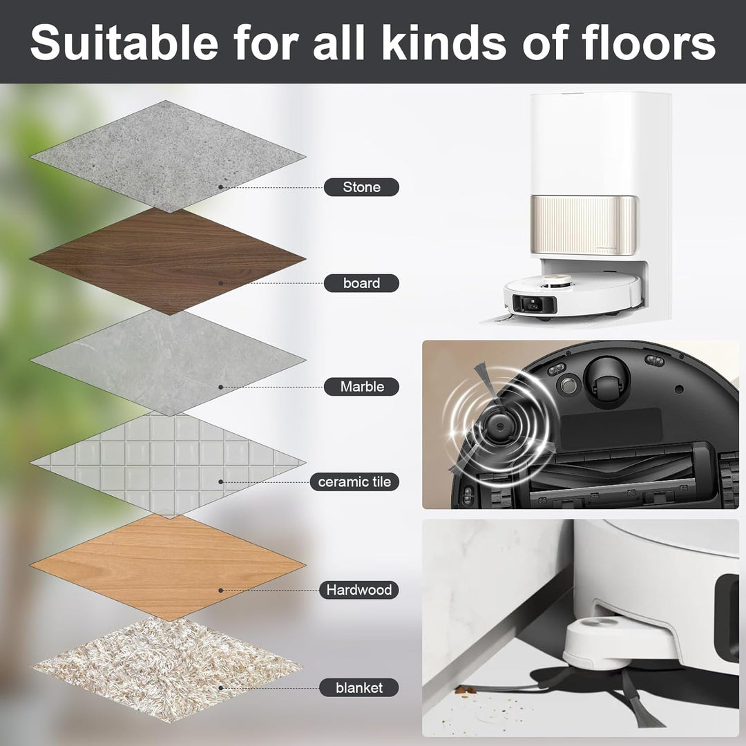 8 Stück Seitenbürsten für Dreame X40 Ultra/ X40 Ultra Complete/ X40 master/ L40 Ultra/ X50 Ultra Com