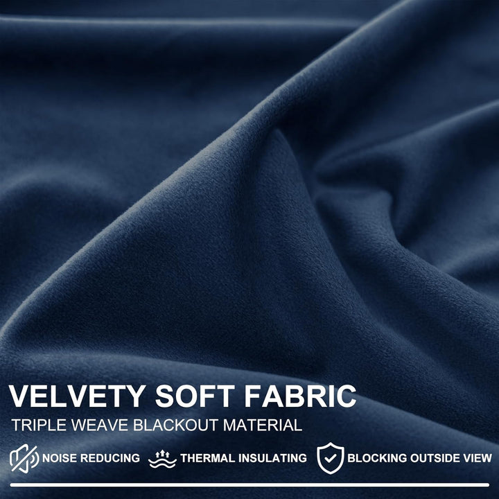 YSTELLAA Samtvorhang 2er Set, Gardinen Vorhänge, 140×280cm, Verdunklungsvorhänge Schlafzimmer Mit Ös