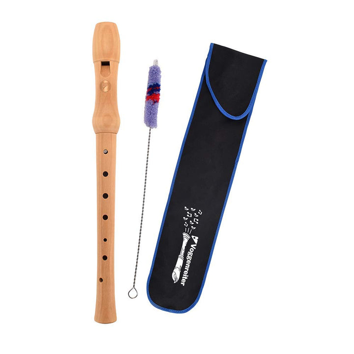 Voggy´s Holzblockflöten-Set Blockflöte Wischer Stofftasche Set für Anfänger und Fortgeschrittene (C-