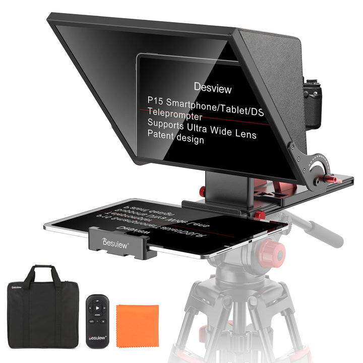 Desview P15 Aluminiumlegierung Hebbarer Teleprompter, 15 Zoll Prompter für iPad Tablet Smartphone DS