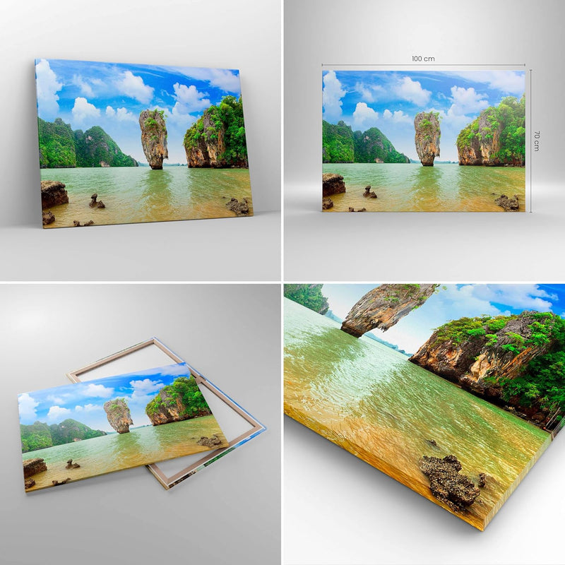 Bilder auf Leinwand 100x70cm Leinwandbild Stein Strand Landschaft Gross Wanddeko Bild Schlafzimmer K