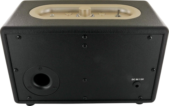 SCHWAIGER 661705 Retro Bluetooth Lautsprecher Vintage Speaker Lederoptik Holzgehäuse Akku HiFi Musik