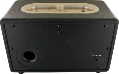 SCHWAIGER 661705 Retro Bluetooth Lautsprecher Vintage Speaker Lederoptik Holzgehäuse Akku HiFi Musik