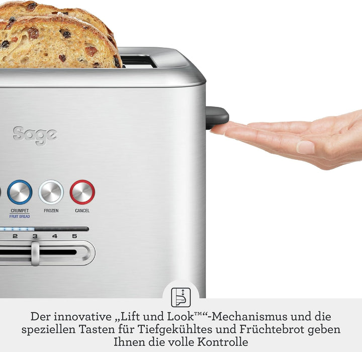 Sage - The 'A Bit More' Toaster - Toastschlitze für 2 Scheiben, Brötchenaufsatz, 4 Einstellungen, Ei