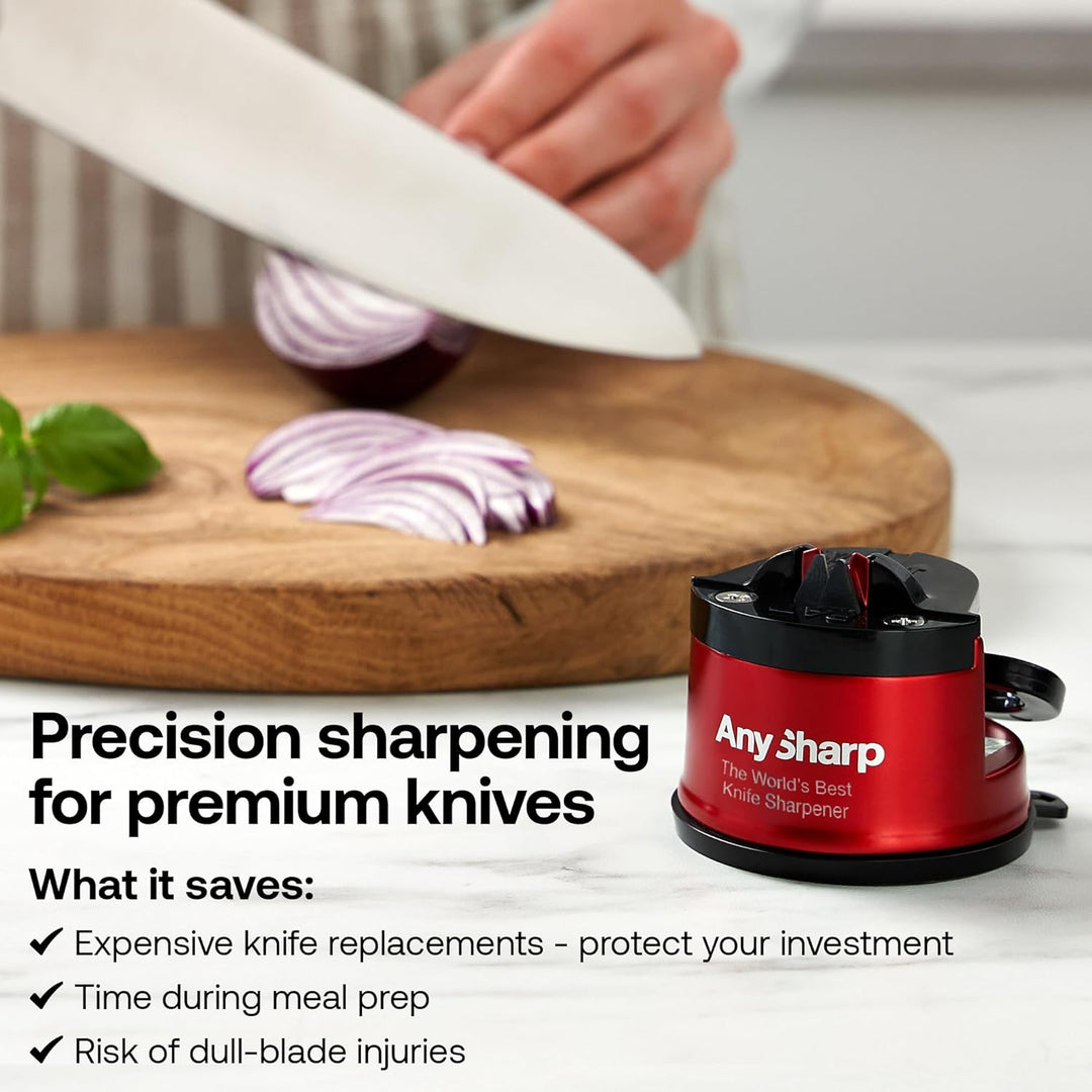 AnySharp Pro Messerschärfer (Metall) mit Saugnapf (Rot), ASKSPROMRED, Rot