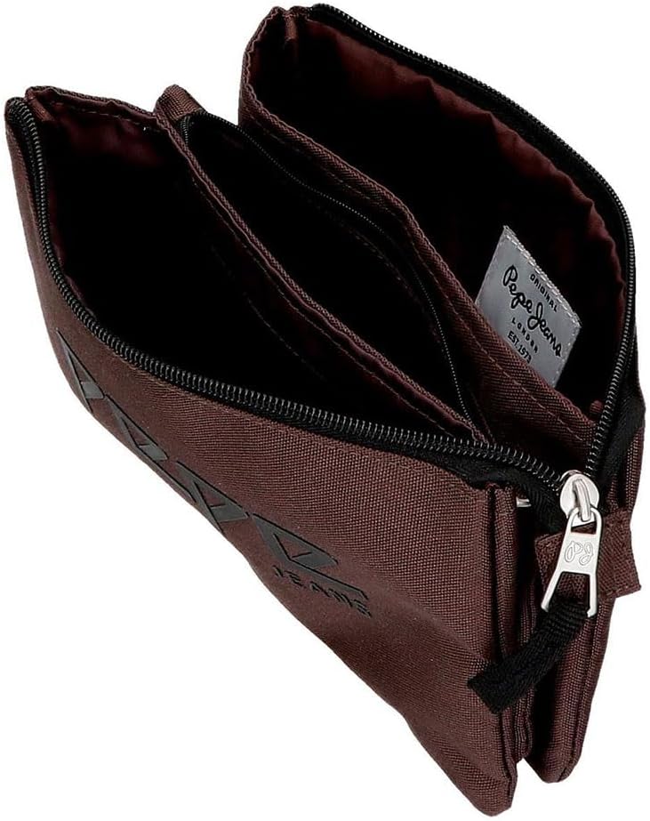 Pepe Jeans Osset Dreifaches Federmäppchen Braun 22x12x5 cms Polyester Braun Dreifacher Fall, Braun D