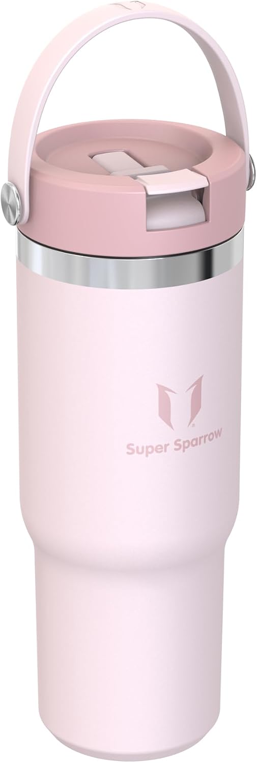 Sparrow Trinkflasche Edelstahl - Twistpath Thermosflasche mit Flex-Strohhalmdeckel - 900ml - BPA-fre