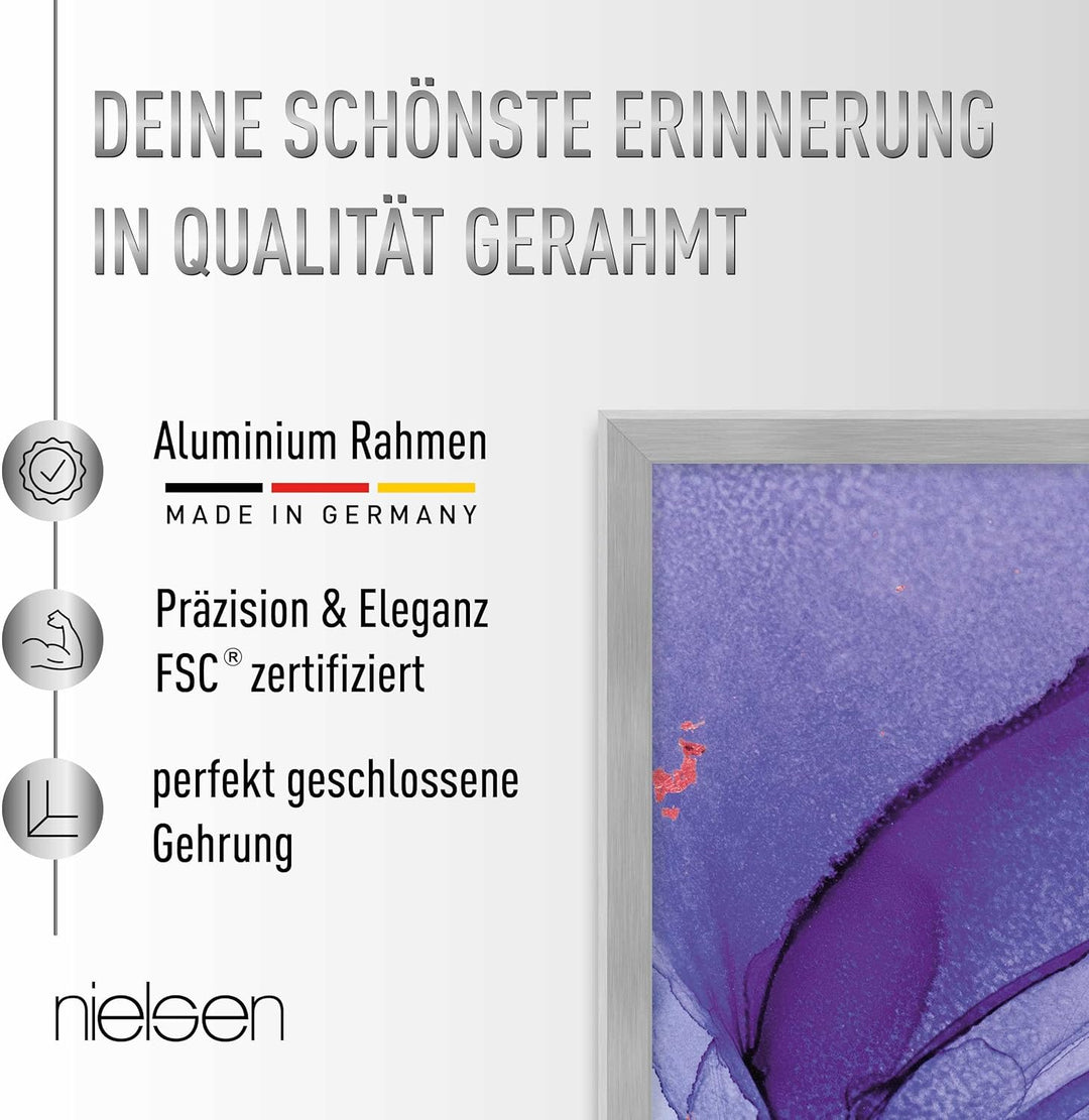 nielsen Bilderrahmen Atlanta, 40x50 cm, Aluminium Schwarz Matt, bruchsicheres Acrylglas, für Poster