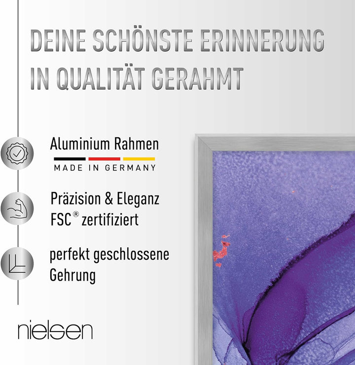 nielsen Bilderrahmen Atlanta, 40x50 cm, Aluminium Schwarz Matt, bruchsicheres Acrylglas, für Poster