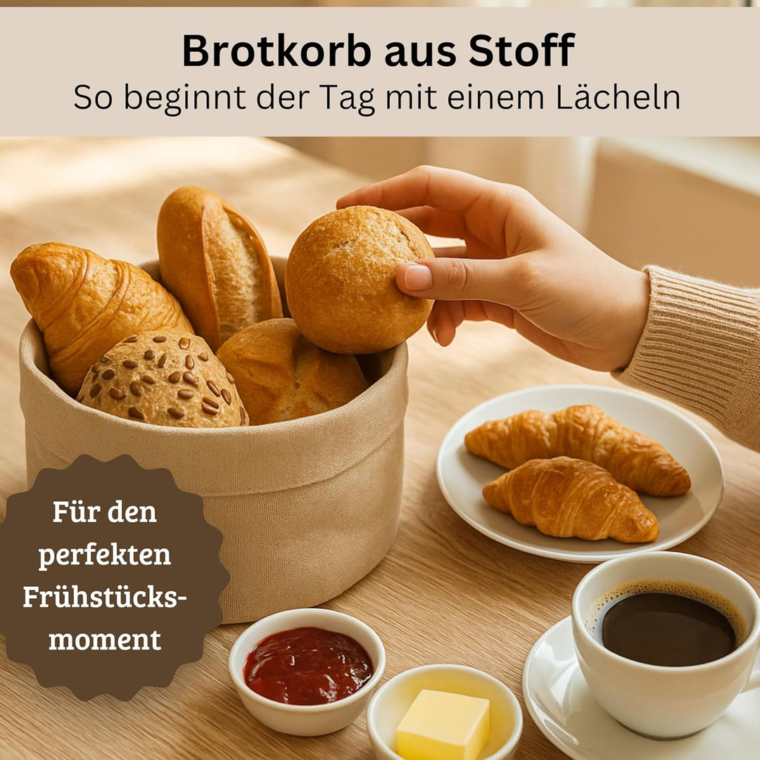 Brotkorb aus Hanf & Baumwolle - nachhaltiger Brötchenkorb für Tisch & Küche - Brotkörbchen plastikfr
