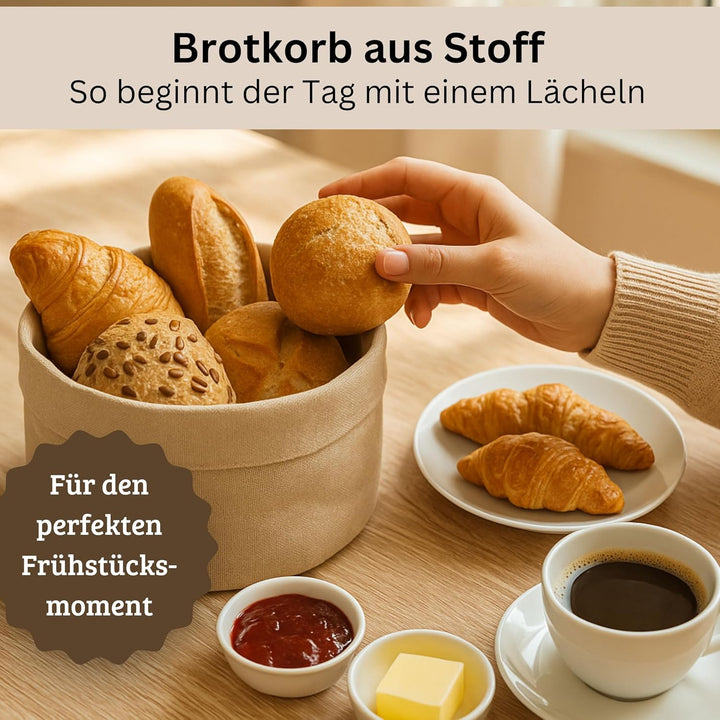 Brotkorb aus Hanf & Baumwolle - nachhaltiger Brötchenkorb für Tisch & Küche - Brotkörbchen plastikfr