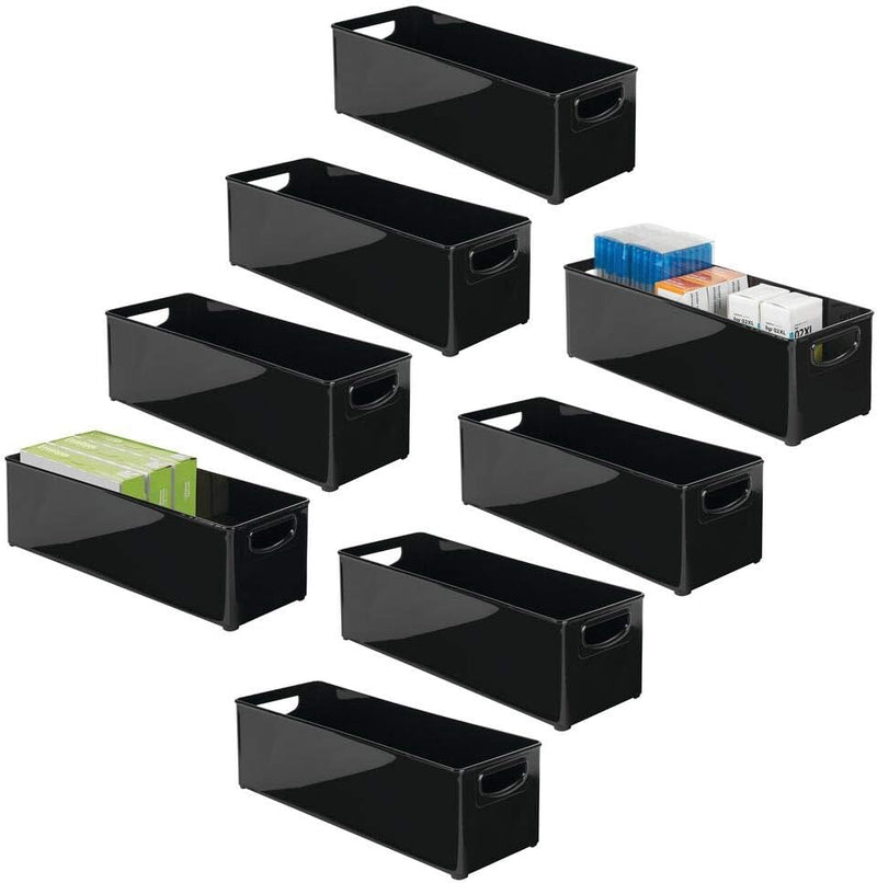 mDesign 8er-Set Schreibtisch Organizer mit Griffen – tragbares Schreibtisch Ordnungssystem aus Kunst