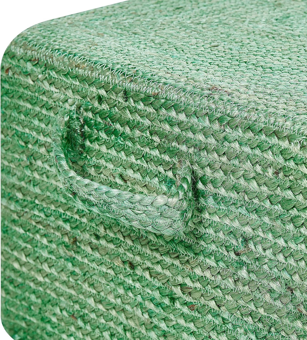 Pouf aus Jute grün 45x45x30 cm Sitzhocker im Boho Stil Dhadar
