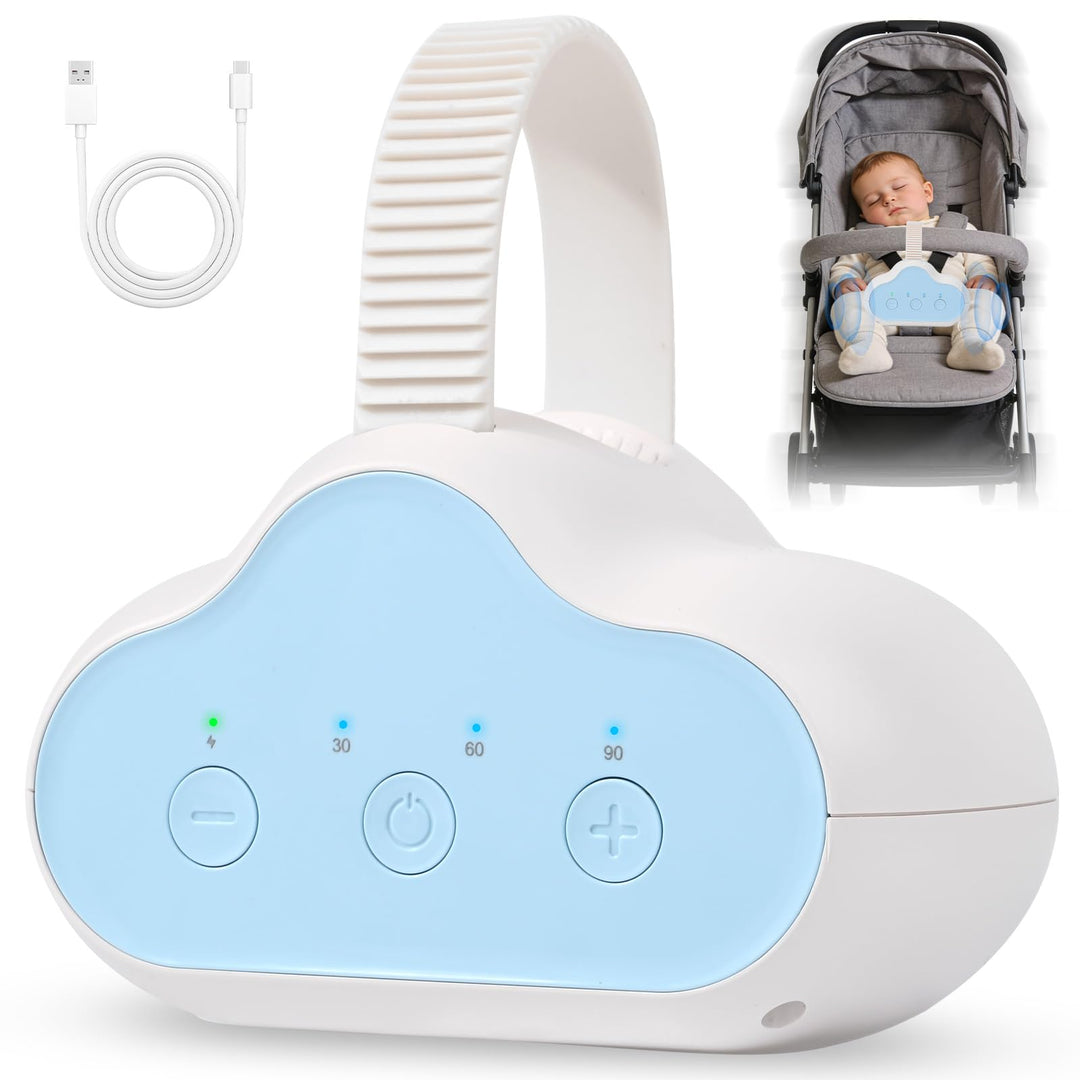 PUTINEI Kinderwagenschaukler,Wiederaufladbar Schlafhilfe für Babys mit 3 Einstellbaren Schaukelinten