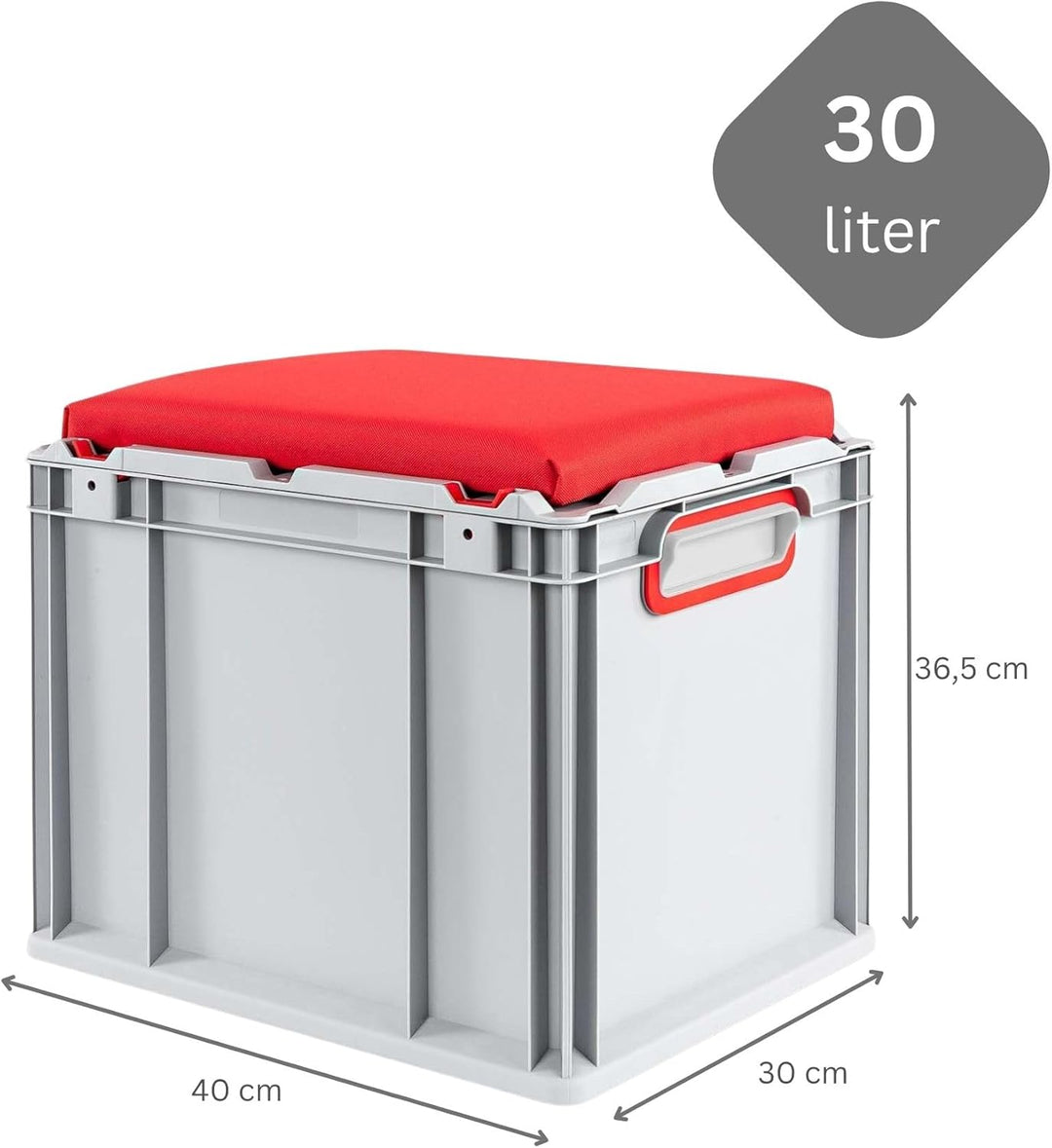 PROREGAL Eurobox NextGen Seat Box Rot | HxBxT 36,5x30x40cm | 30 Liter | Griffe geschlossen | Eurobeh