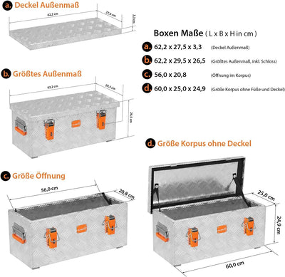 alubox R37 Aluminium Riffelblech Werkzeug Transportkiste 37 Liter 037 Liter, 037 Liter