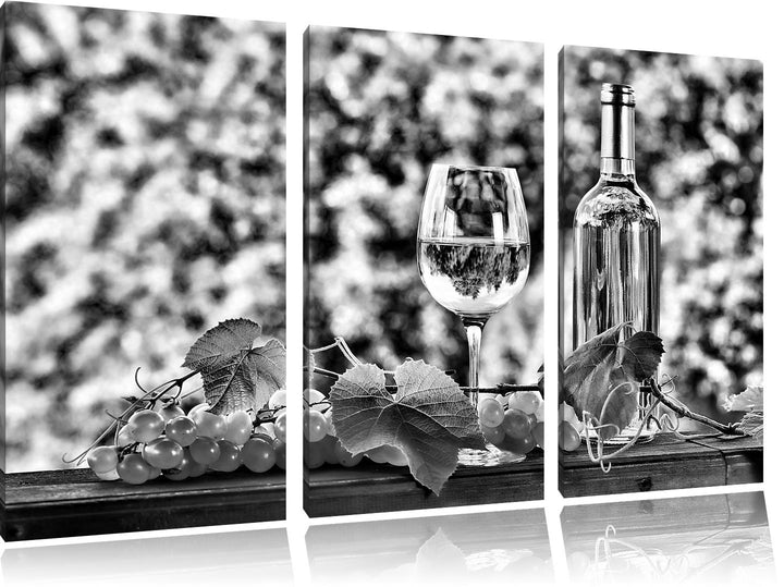 Pixxprint Wein und Weintrauben als Leinwandbild/Grösse: 3 Teilig (120x80) cm/Wandbild/Kunstdruck/fer