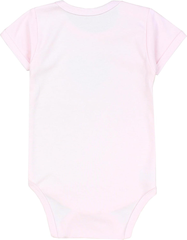 TupTam Mädchen Baby Body Kurzarm in Unifarben - 5er Pack 86 Dunkelblau Blumen Hellrosa Herzen Apriko