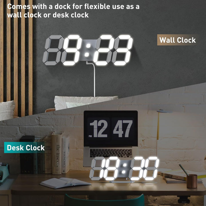 EDUP HOME 3D LED Digital Wanduhr Tabelle Wecker 12/24 Stundenanzeige mit Snooze Funktion Automatisch