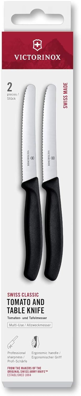 Victorinox Swiss Classic, Frühstücksmesser, Brötchenmesser, Scharfe Klinge, Wellenschliff, 11 cm, Ku