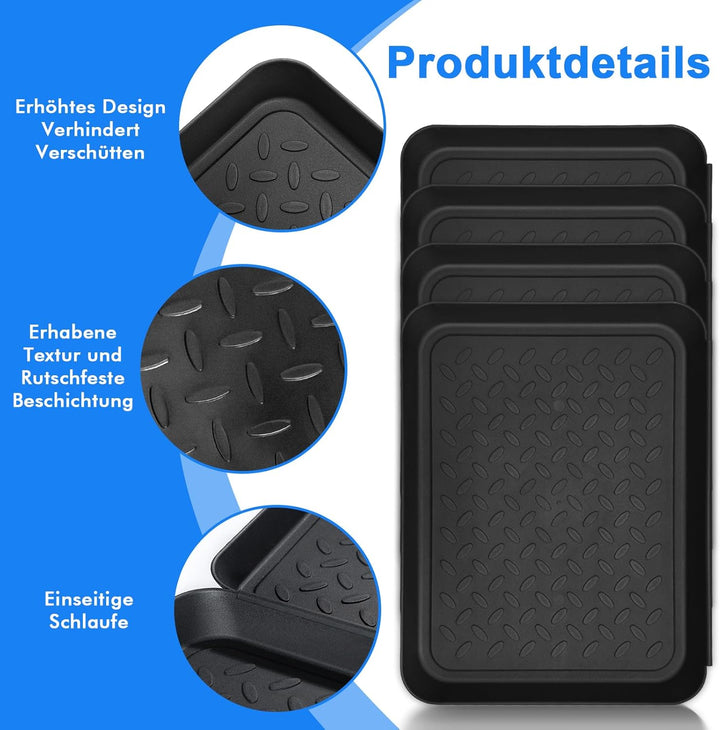 4 Set Schuhabtropfschale, 35 x 27.5 x 3 cm Schuhmatte Abtropfmatte, Abtropfschale Schuhe aus Kunstst