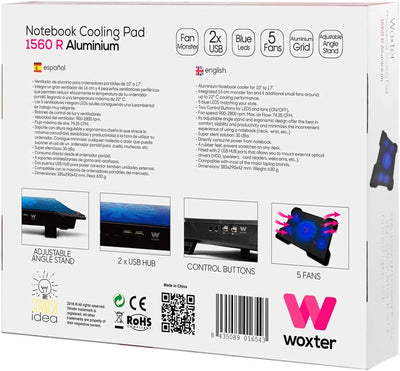 Woxter Notebook Cooling Pad 1560 R - Basis-Kühlventilator für Laptop, Universal