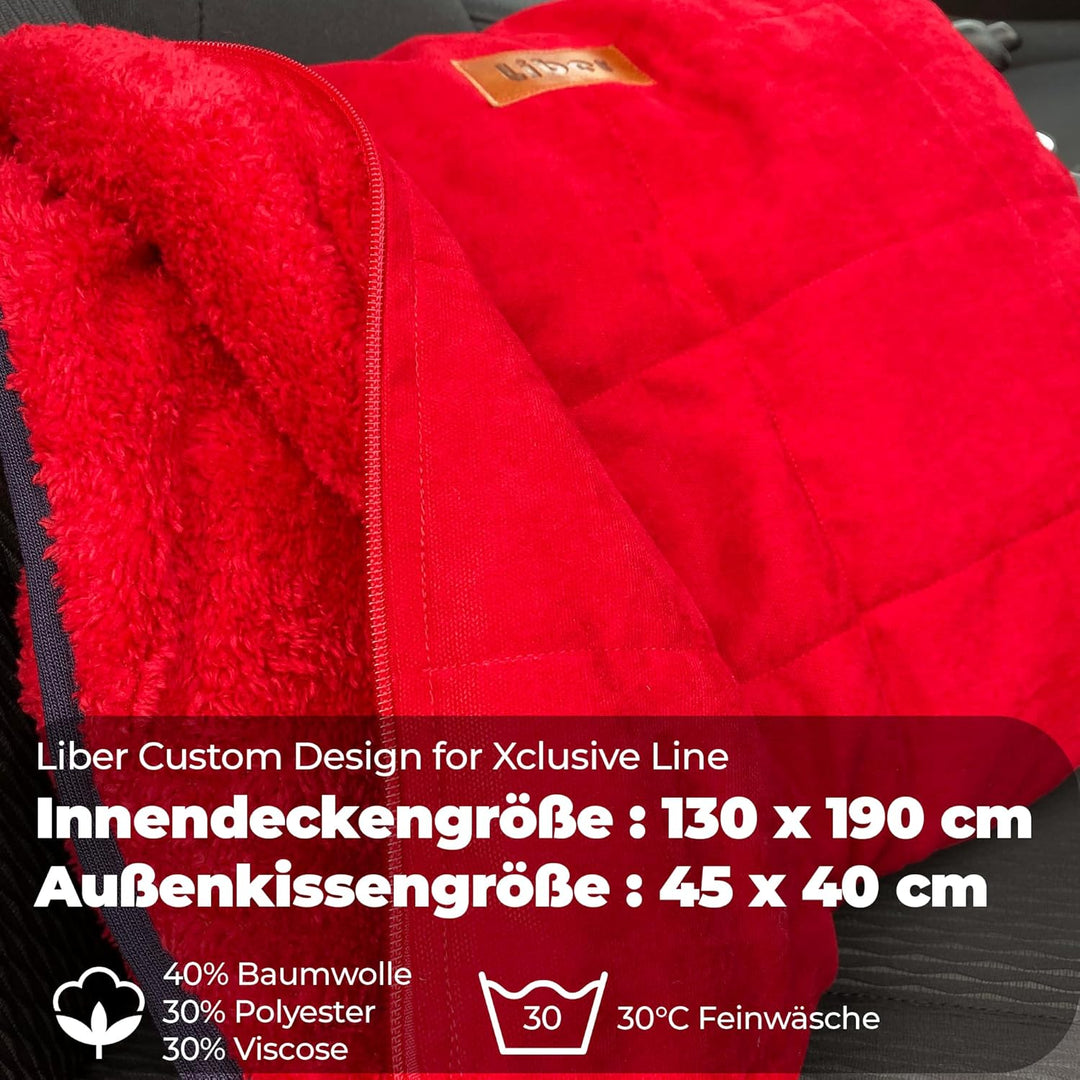 2-in-1 Sofadecke & Kissen rot - Kuscheldecke 130×190 cm, gefaltet als Kissen 45×40 cm, Plüschdecke a
