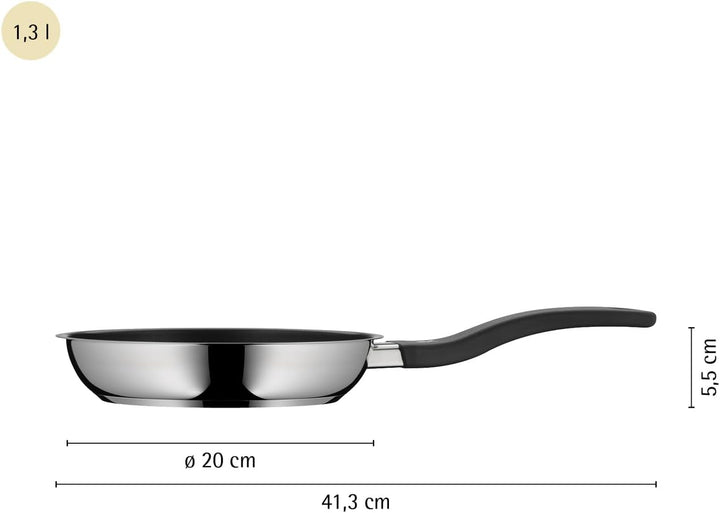 WMF Devil Bratpfanne 20 cm, Pfanne Induktion, Cromargan Edelstahl beschichtet, Kunststoffgriff