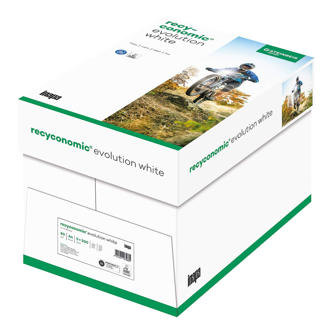 inapa Recycling-Papier, Druckerpapier Recyconomic evolution white, 80 g/m ², A4, 2500 Blatt (5x500),