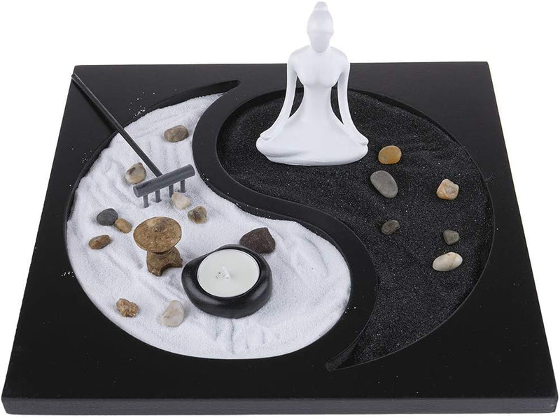 lachineuse Kerzen-Sets, Holz Stein Bambus, schwarz/weiss, 30 x 30 x 10 cm, 850