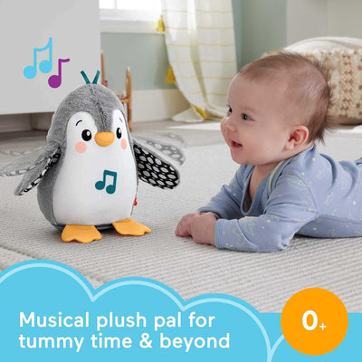 FISHER-PRICE Wackelnder Pinguin - Plüschspielzeug für Babys zum Spielen in Bauchlage mit Musik und w