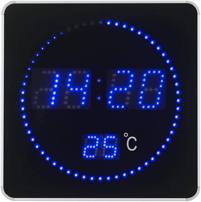 Lunartec Tischuhren: Flache LED-Funk-Tisch- & Wanduhr, Temperatur-Anzeige, Blaue LEDs (Funkuhr LED,